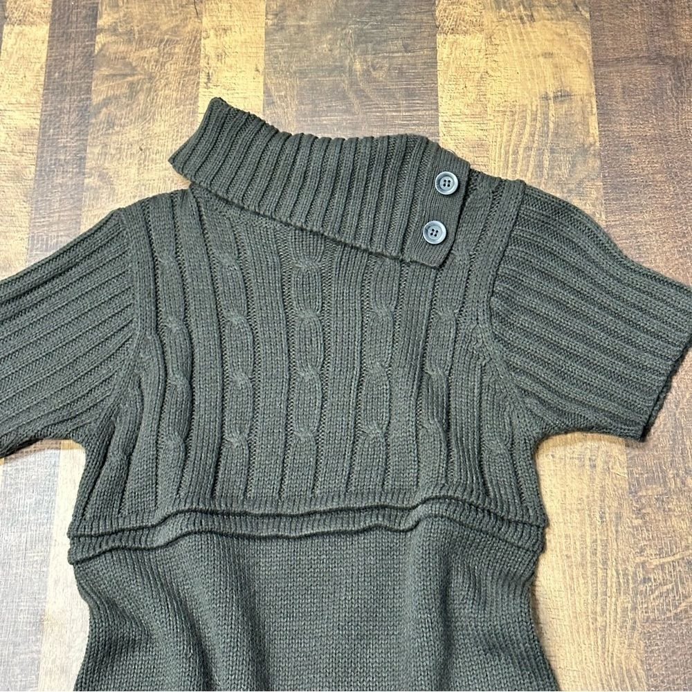 Ellen Parker Grey Cable Knit Short Sleeve Sweater Dress